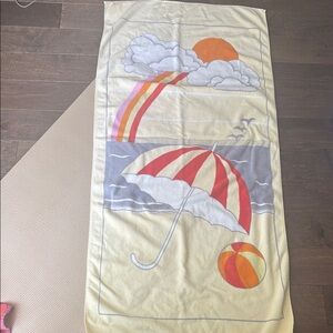 Colorful Beach Towel with Umbrella Design vintage